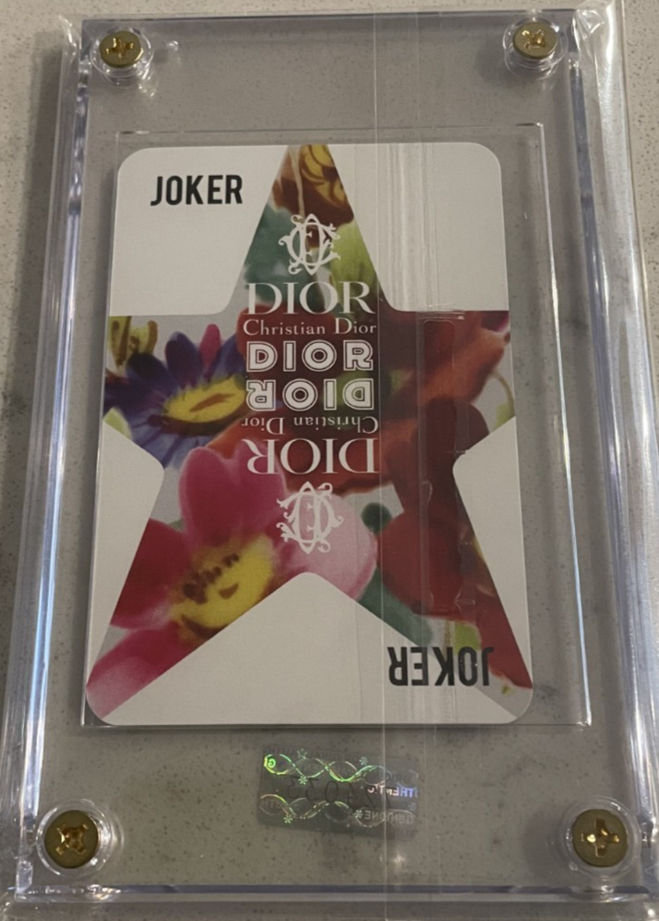 Christian Dior Joker Playing Card in Display Case with COA